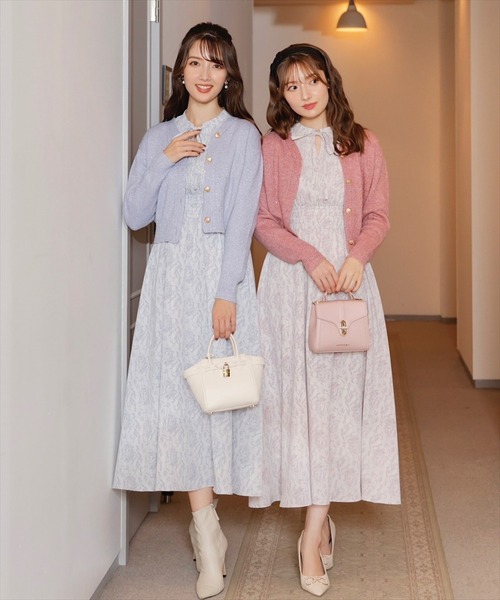 「SWINGLE」 7分袖ワンピース MEDIUM サックスブルー レディース_画像9