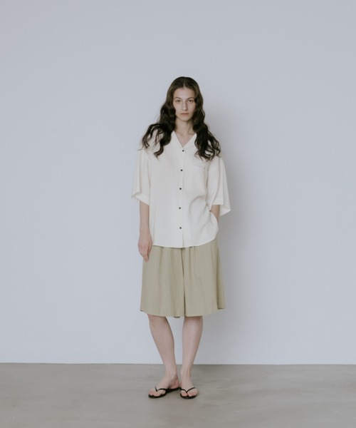 lit ブラウス シャツ Pocket Open Collar Shirt レディース : ZOZOTOWN