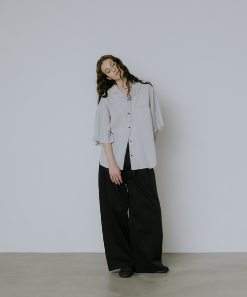 lit ブラウス シャツ Pocket Open Collar Shirt レディース : ZOZOTOWN 
