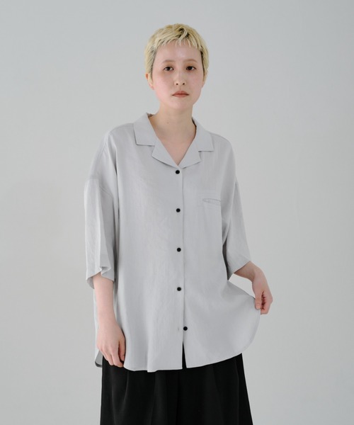 lit ブラウス シャツ Pocket Open Collar Shirt レディース : ZOZOTOWN 