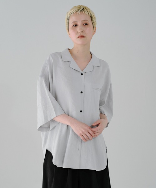 lit ブラウス シャツ Pocket Open Collar Shirt レディース : ZOZOTOWN