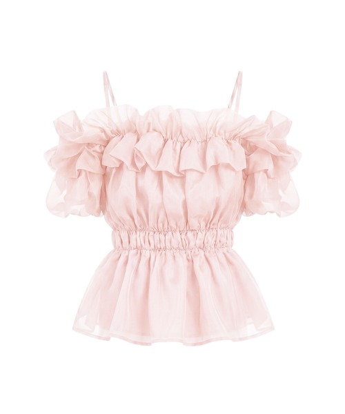 Rosé Muse Sheer gather off shoulder tops Rose Muse（ロゼミューズ） Sheer gather off shoulder tops