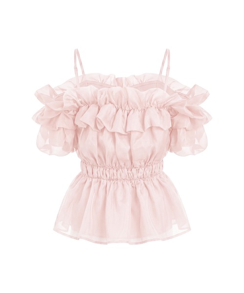 トップス RoseMuse Sheer gather off shoulder tops Rose Muse（ロゼミューズ） Sheer gather off shoulder tops
