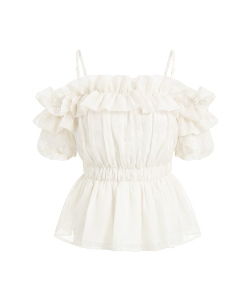 Rosé Muse Sheer gather off shoulder tops Rose Muse（ロゼミューズ） Sheer gather off shoulder tops