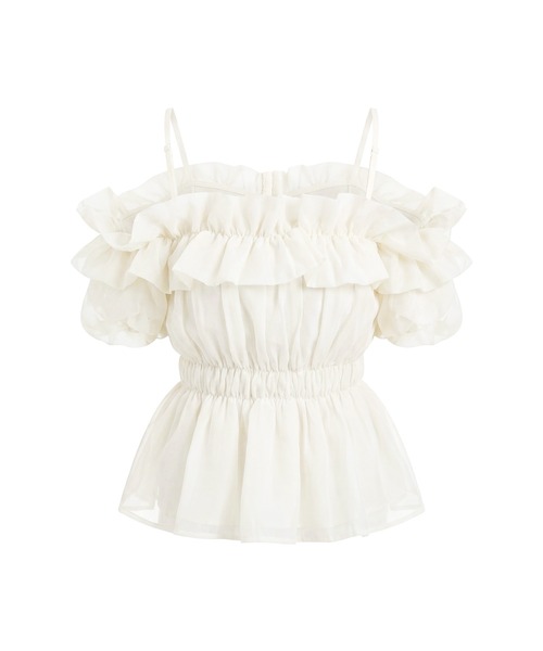 Rose Muse（ロゼミューズ） Sheer gather off shoulder tops