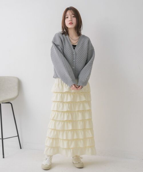 「RETRO GIRL」 ニットカーディガン FREE イエロー レディース_画像3