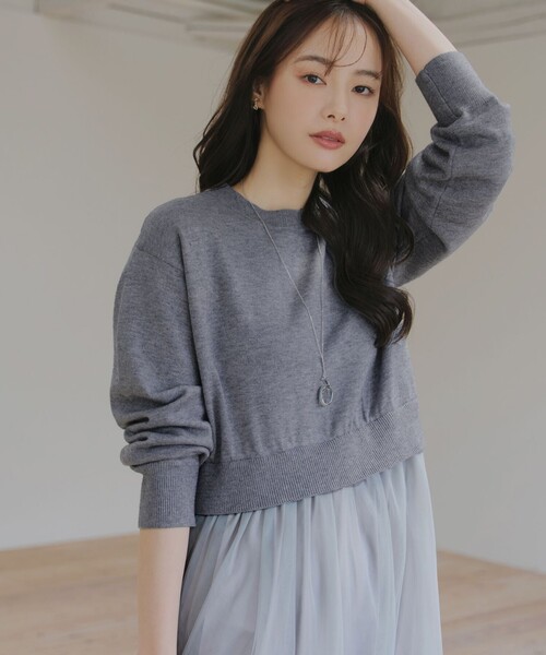 「Tiaclasse」 長袖ワンピース M ネイビー レディース_画像4