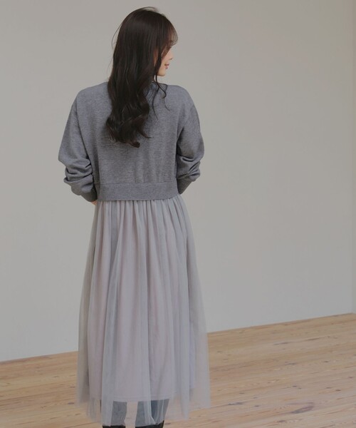 「Tiaclasse」 長袖ワンピース M ネイビー レディース_画像5