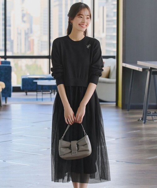 「Tiaclasse」 長袖ワンピース M ネイビー レディース_画像9