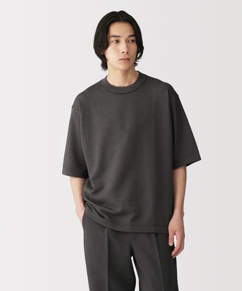 無印良品（MUJI） tシャツ 紳士 乾きやすい洗えるニット五分袖Tシャツ