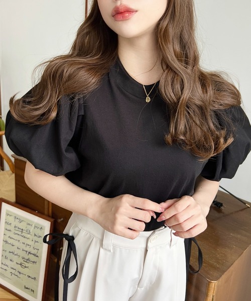 期間限定　パフスリーブ 半袖Tシャツ 2色セット 異素材切替パフスリーブ半袖Tシャツ 通販【ニッセン】