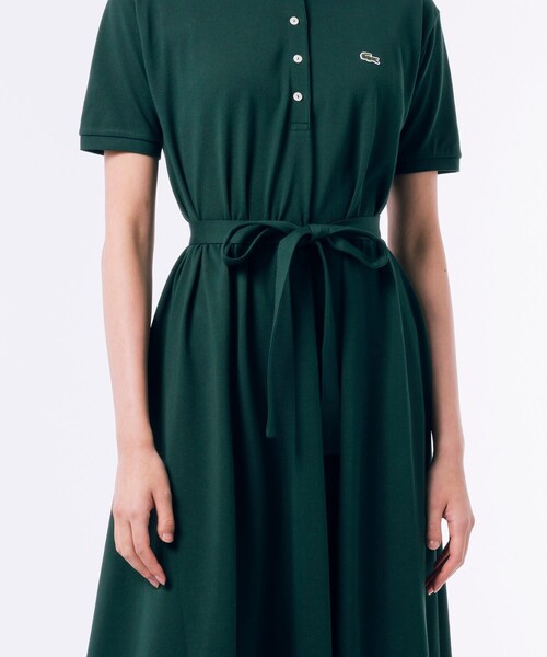 LACOSTE シャツワンピース 鹿の子地マキシ丈ドレス : ZOZOTOWN