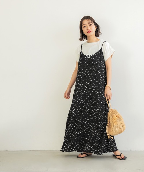 coca ワンピース ドット柄楊柳プリーツワンピース : ZOZOTOWN