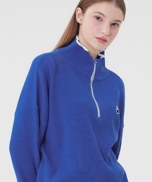 ニット セーター KIRSH UNI SMALL CHERRY KNIT HALF ZIP UP ハーフジップニット レディース