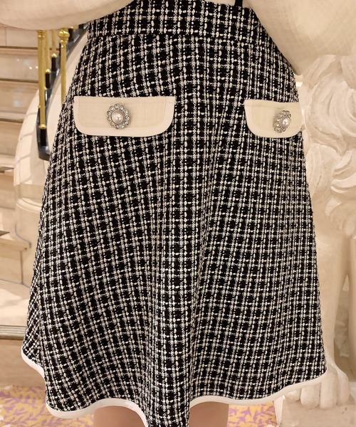 Swankiss ribbon tweed knit C/D ベージュ Swankiss（スワンキス）の「HB tweed knit C/D（カーディガン/ボレロ
