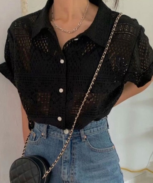 tシャツ レースポロ襟半袖トップス レディース deux amour tシャツ レースポロ襟半袖トップス レディース