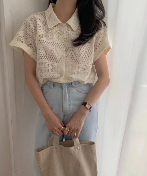tシャツ レースポロ襟半袖トップス レディース deux amour tシャツ レースポロ襟半袖トップス レディース