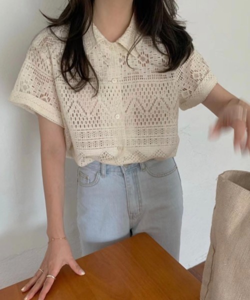 tシャツ レースポロ襟半袖トップス レディース deux amour tシャツ レースポロ襟半袖トップス レディース