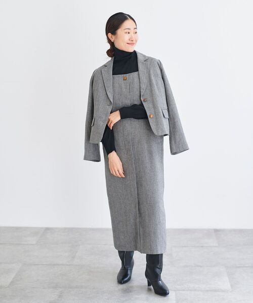 le.coeur blanc（ルクールブラン） ジャンパースカート ヘリンボーン柄