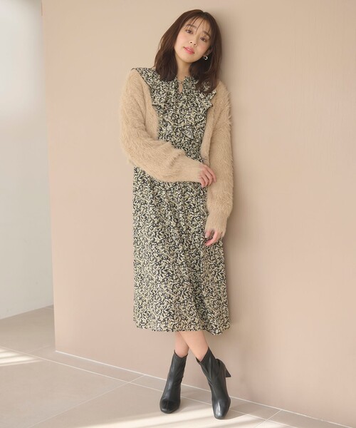 Feroux（フェルゥ） カーディガン 「洗える」シャギーショート
