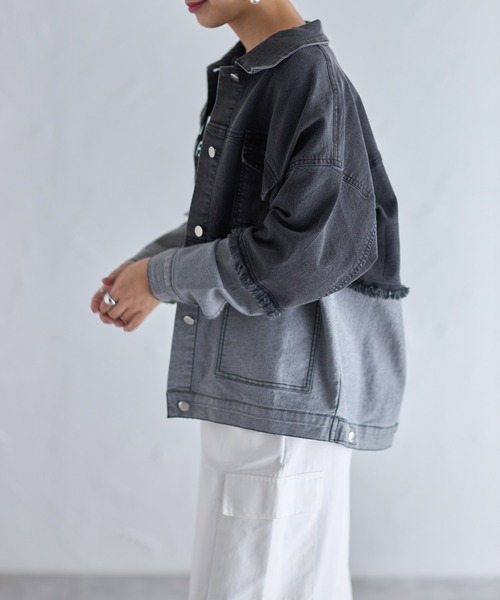 yu03GIVENCHY ジャケット 12+ グレー・黒 each alchemist デニムジャケット gジャン 配色スパンデニムジャケット