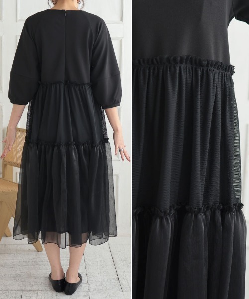 パーティ ワンピース ドレス シアー感 スパンコール ティアード DONOBAN ドレス シアーティアードドレス : ZOZOTOWN Yahoo!店