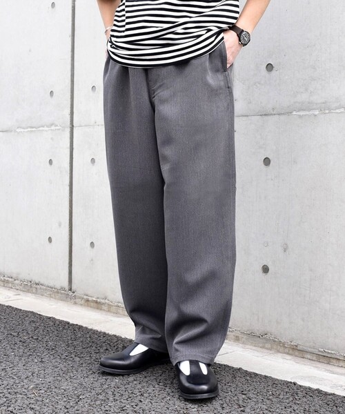 SHIPS any パンツ any: 「手洗い可能」ウールライク ワイド イージー