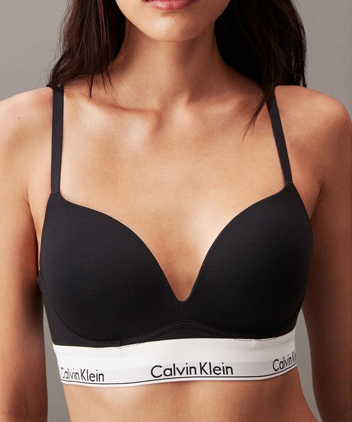  カルバンクラインプッシュアップブラ ホワイト/ブラック Calvin Klein（カルバン・クライン） ブラジャー Icon Cotton プランジ