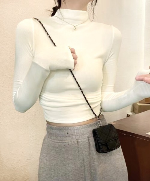 tシャツ クロップド丈ハイネックトップス レディース : ZOZOTOWN Yahoo