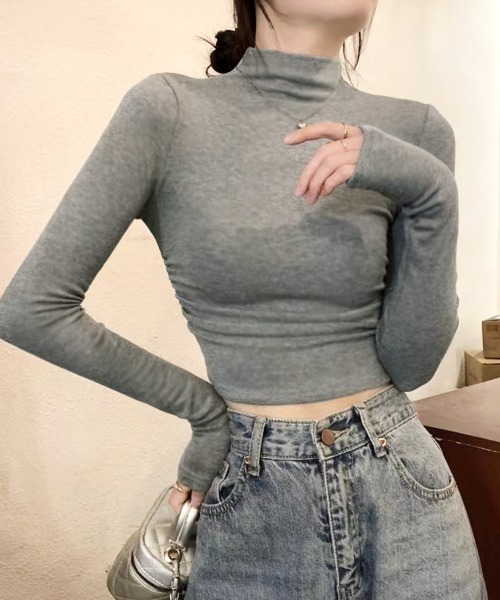 tシャツ クロップド丈ハイネックトップス レディース : ZOZOTOWN Yahoo