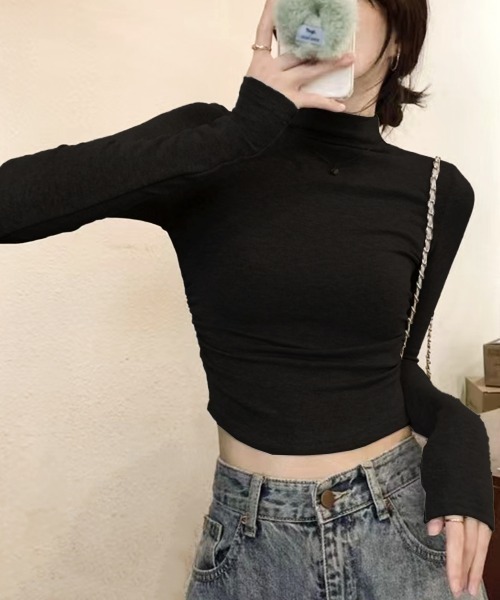 tシャツ クロップド丈ハイネックトップス レディース : ZOZOTOWN Yahoo