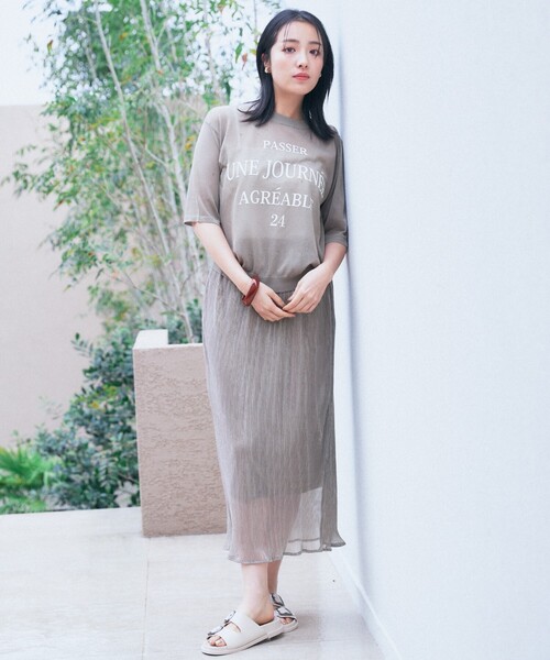 THE SHOP TK ロング スカート シャイニーナロースカート「洗える