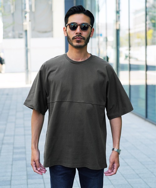 JIGGYS SHOP tシャツ 切り替えドルマン 無地 Tシャツ メンズ