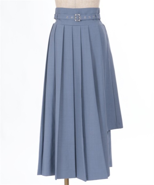 axes femme スカート ベルト付スリットプリーツスカート