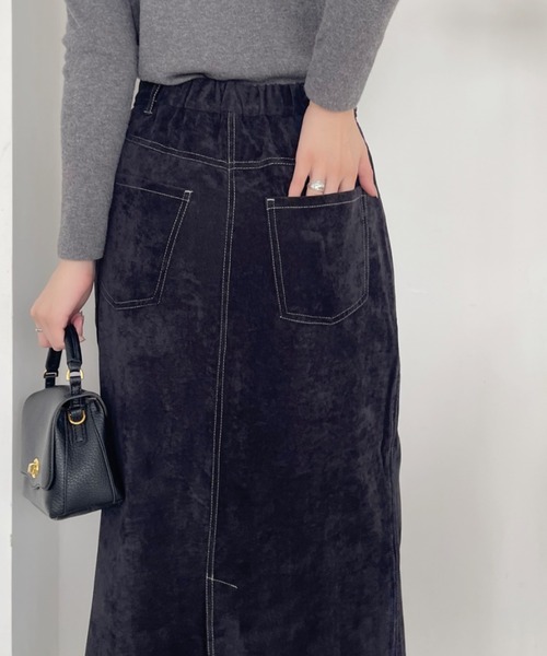 Eclat one スカート ベロア ステッチ ロングスカート : ZOZOTOWN Yahoo