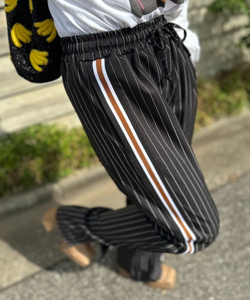 mi via loca パンツ Vintageライク ストライプ ラインパンツ