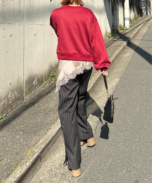 mi via loca パンツ Vintageライク ストライプ ラインパンツ