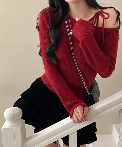 sheller リボン付きニットセーター セーラー服 セーラー襟リボン付きニットセーター セーター|セーラー服