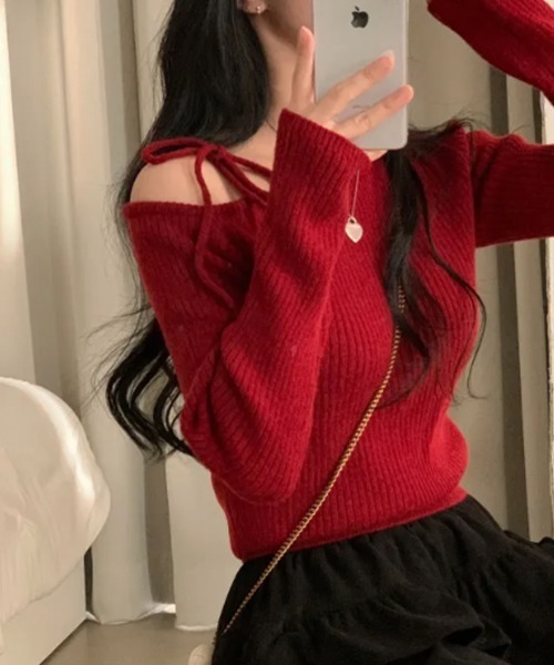 sheller リボン付きニットセーター sheller リボン付きニットセーター