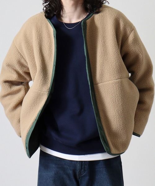 ジャケット ノーカラージャケット GERRY モコモコ ボアフリース 
