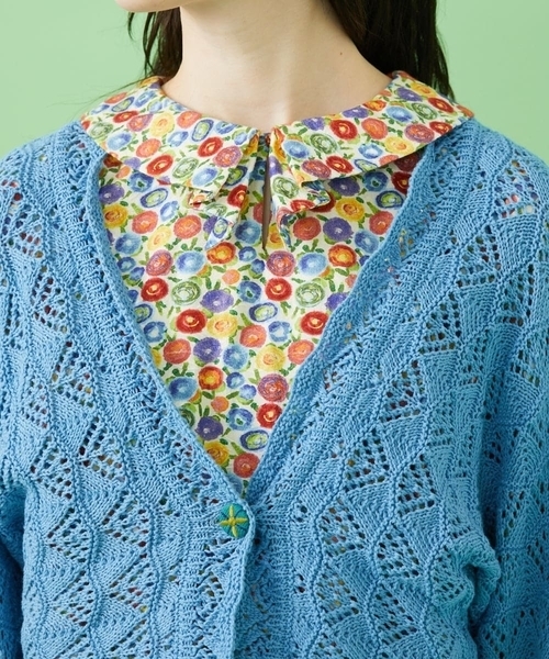 Jocomomola（ホコモモラ） カーディガン コットンリリヤーン ショート