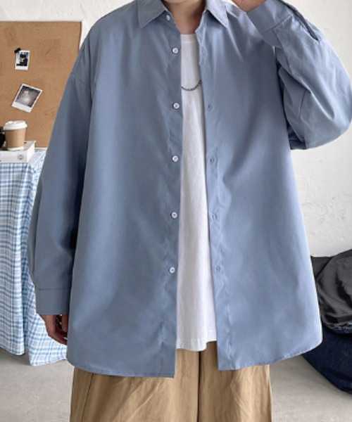 link lot シャツ 「秋冬」ルーズシルエット 無地 シンプルビッグ