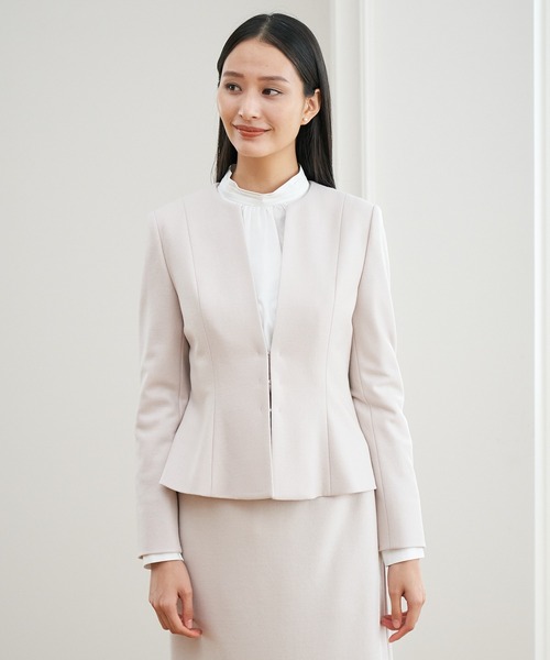 ANAYI（アナイ） ノーカラージャケット 38 ネイビー レディース