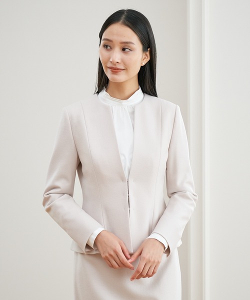 ANAYI（アナイ） ノーカラージャケット 38 ネイビー レディース