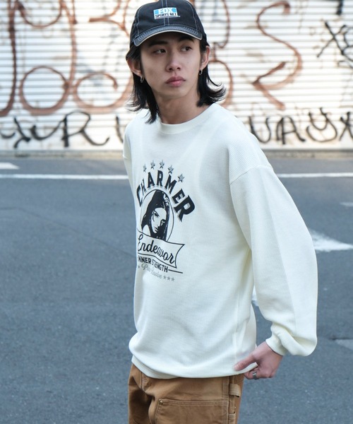 [WOOALONG]OG Semi-Loose ロング Tシャツ★新作・25SS★男女★ WEGO tシャツ WEGO/「25年春夏新作」ワッフルグラフィックロンT