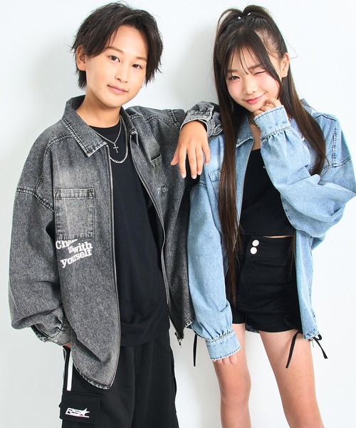 その他 ANAP GIRL ANAP GiRL ブラウス シャツ ダブルジップ デニムシャツ キッズ