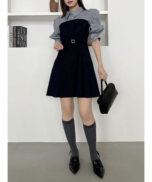 dazzlin レイヤードシャツミニワンピース ベージュ S ダズリン dazzlin レイヤードシャツミニワンピース （ベージュ