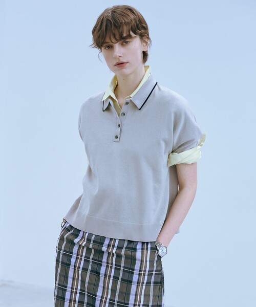 ニット セーター 「洗える」DRY COTTON ニットポロ レディース