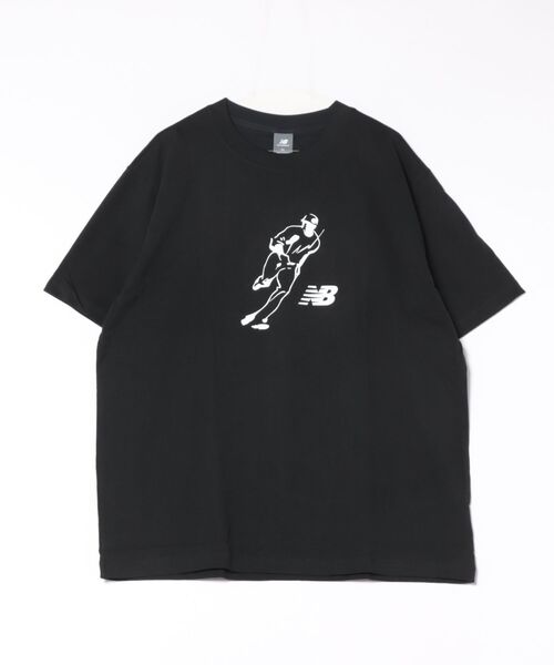 スポーツ Tシャツ ショートスリーブ 黒 ALIGNED New Balance tシャツ ニューバランス M S.O グラフィック