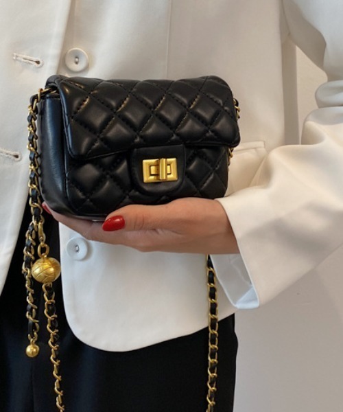 ショルダーバッグ バッグ キルティングPUレザーチェーンバッグ